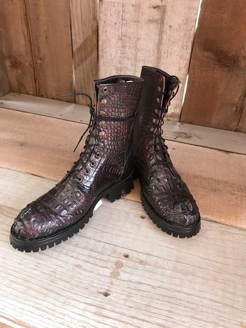 burgundy alligator boots