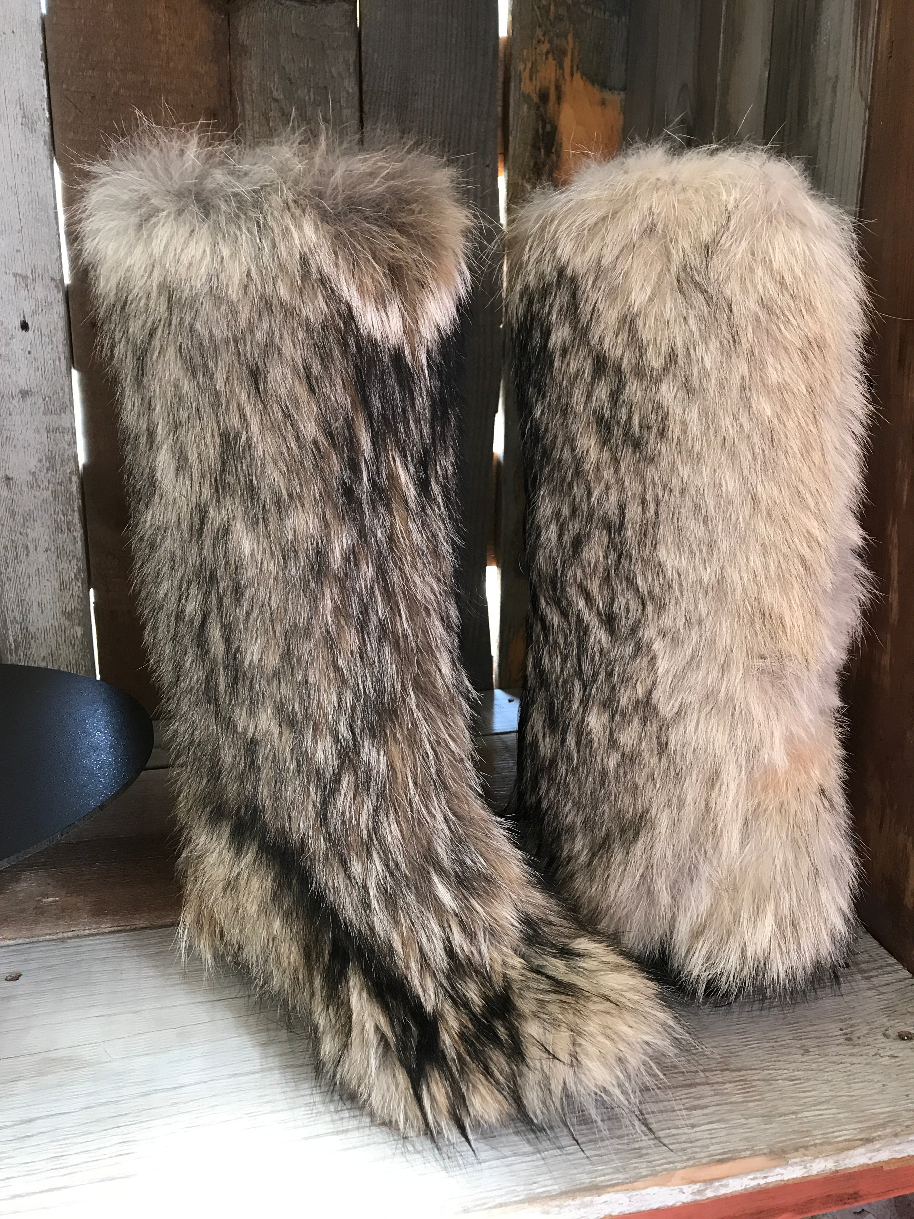 wolf fur boots