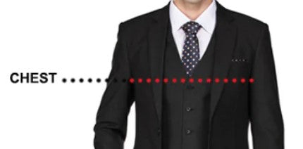 diagram of where to measure for a suit