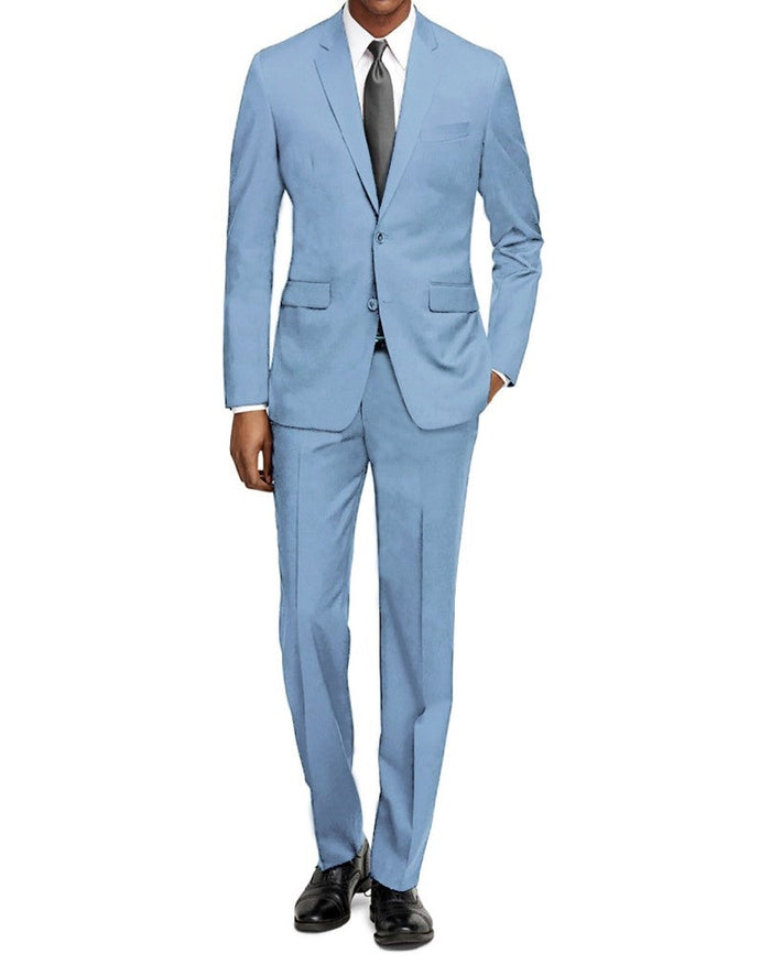 Blue Slim Fit 2 Piece Peak Lapel Suit for Men by