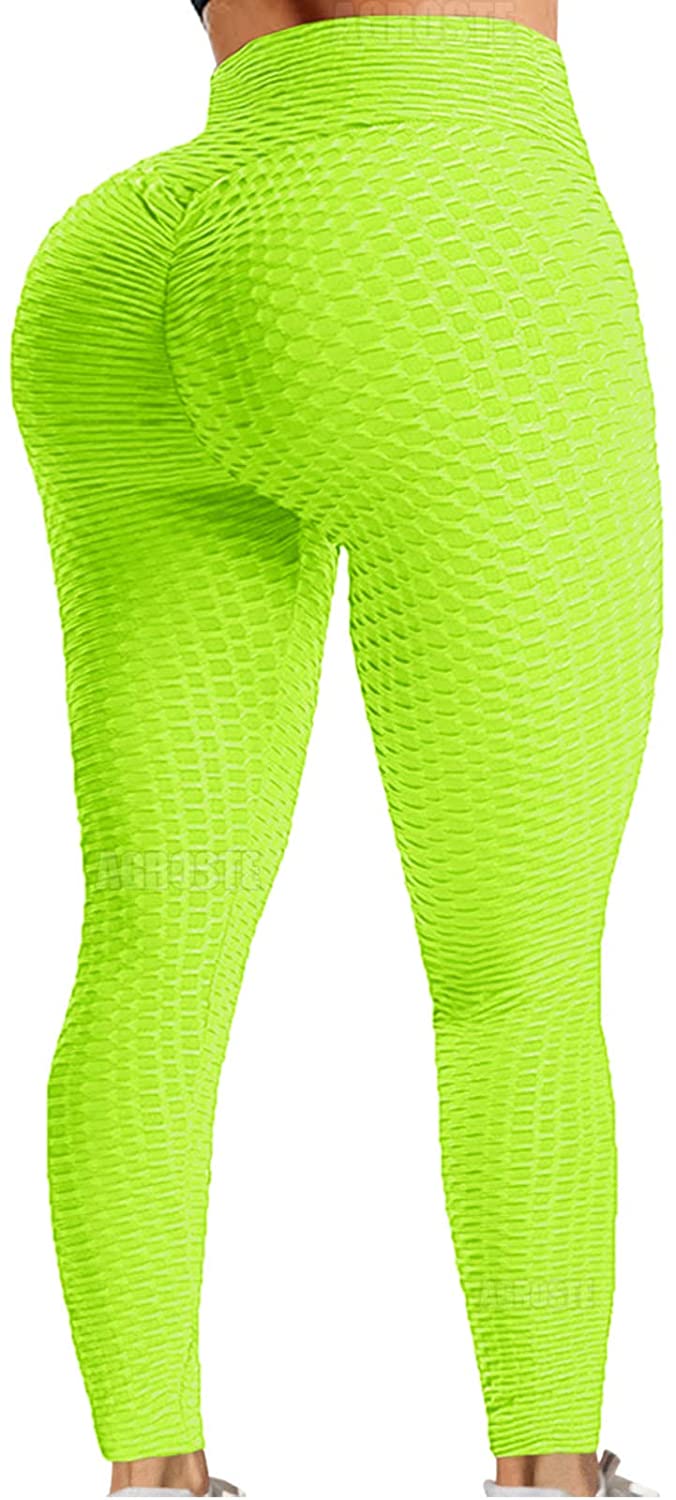 YYDGH Women's Scrunch Butt Leggings with Pockets Pleated High Waist Hip  Lifting Compression Leggings Workout Yoga Pants Mint Green S 