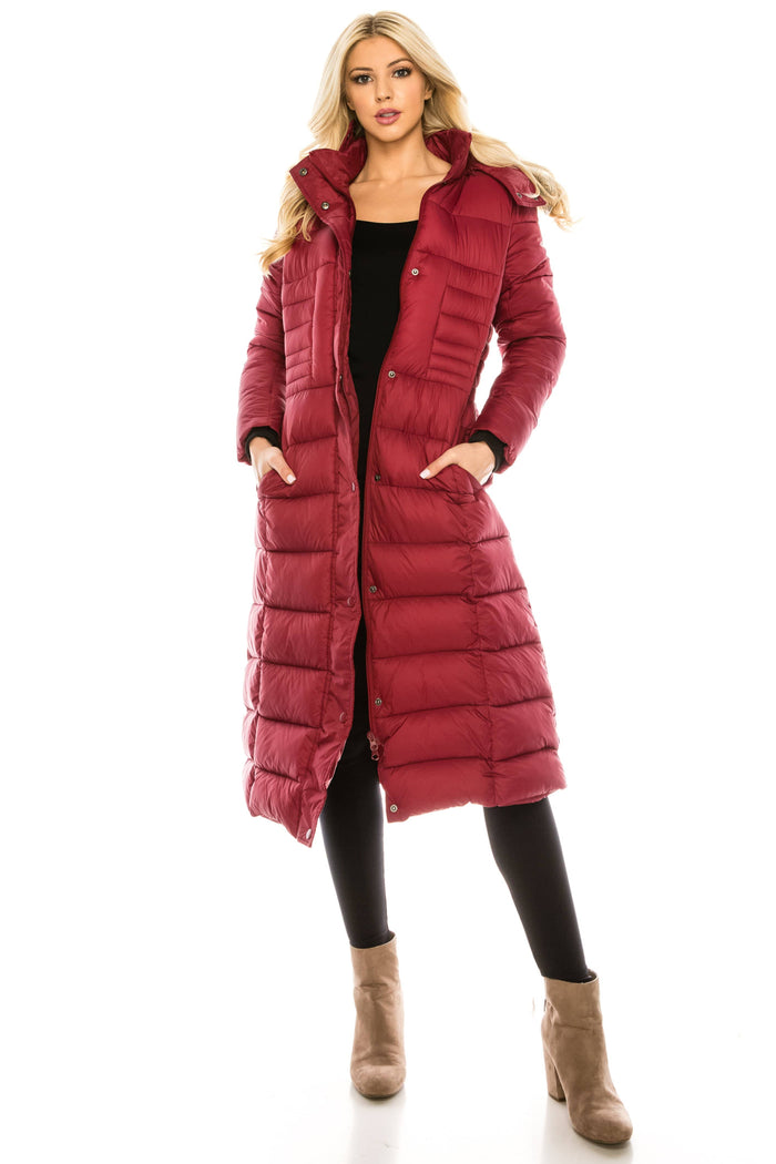 Haute Edition Women's Mid-Length Puffer Parka Coat with Faux Fur-lined