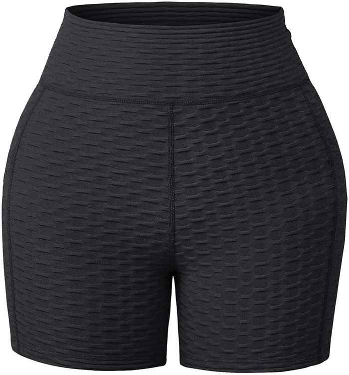 Aoliks Women Shorts High Waisted Pockets Butt Lifting Leggings Black