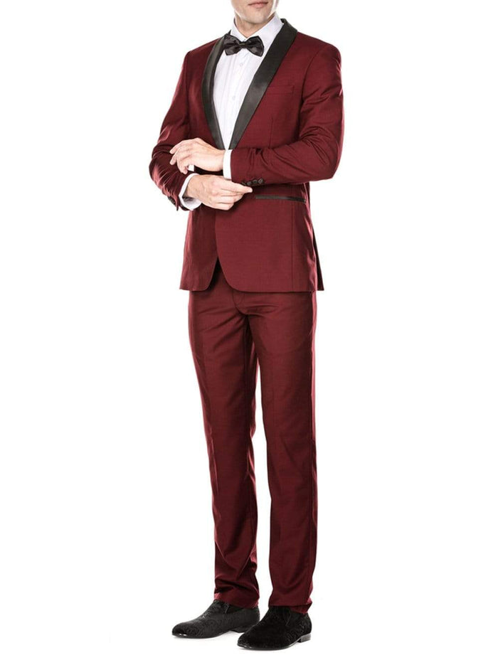 maroon tuxedo fashion suit slim fit Mario Moreno Moyano