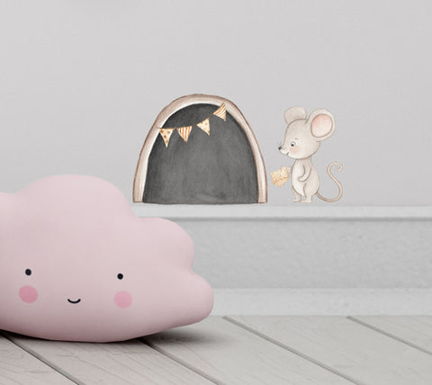 Little mouse hole - child's room small wall stickers.