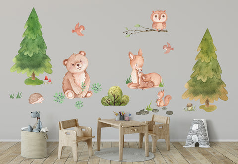 Forest animals - wall decals for children's -room. The bear and deer.