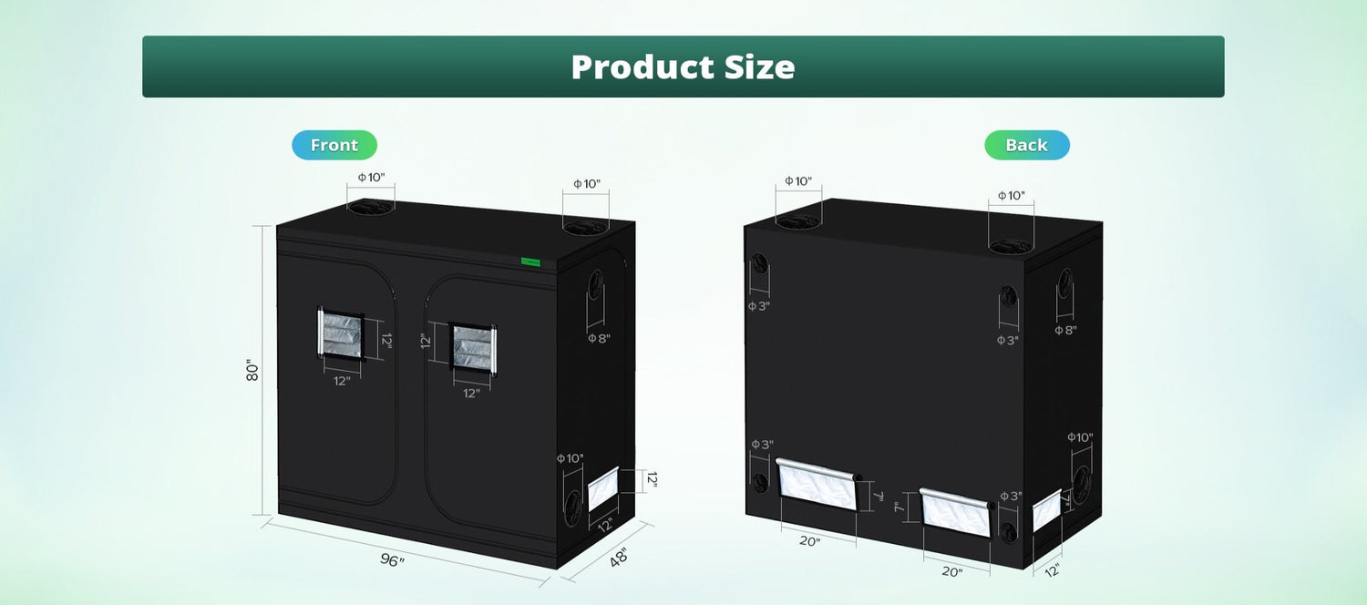 ViparSpectra® Mylar Hydroponic Grow Tent 96”x48”x80”