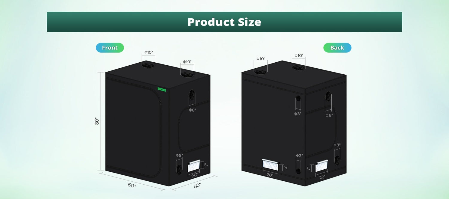 ViparSpectra® Mylar Hydroponic Reflective 600D Grow Tent 60"x60"x80"