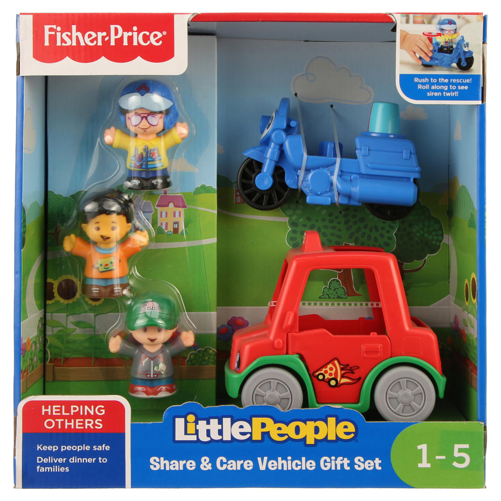 little people share and care vehicle gift set