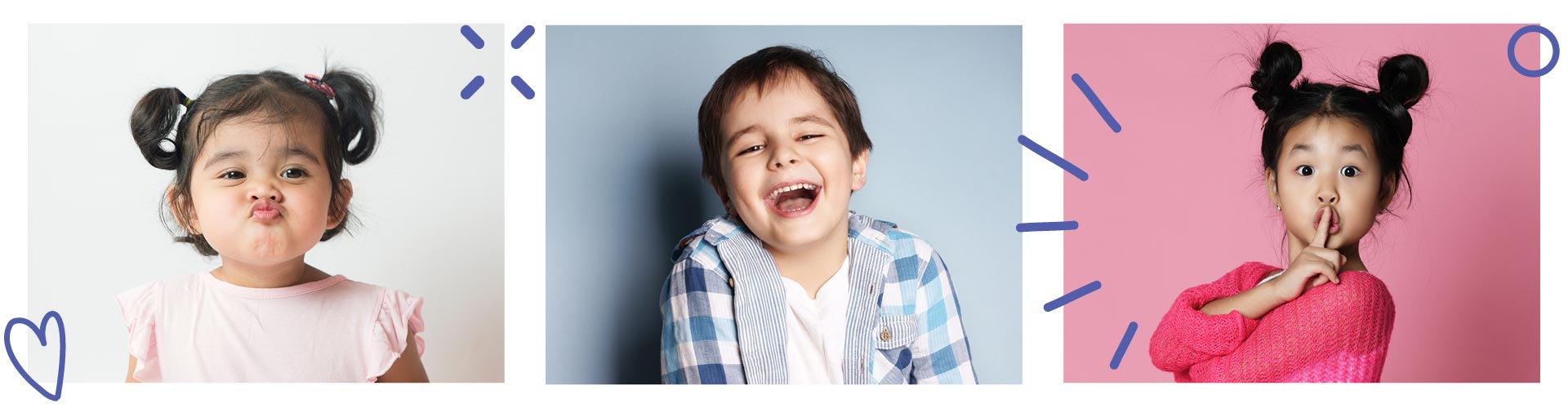 images of 3 kids making faces