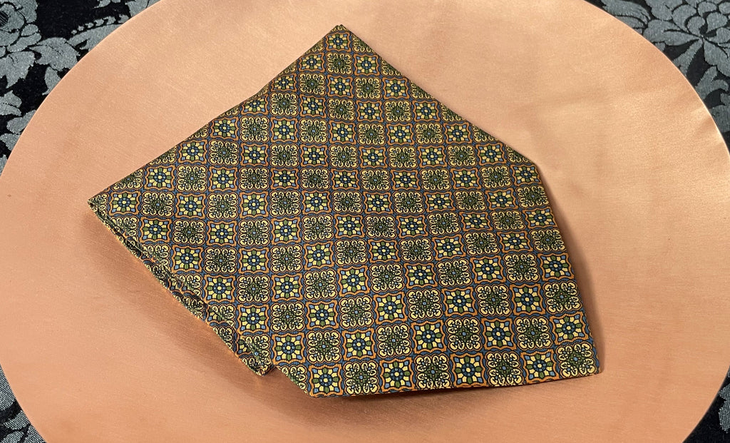 Callahan Geometric Pattern Ancient Madder Silk Cravat for Men