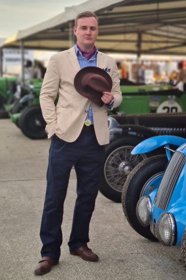 Cravat Club Goodwood Revival Customer Chris Parkes Men's Style Classic Cars