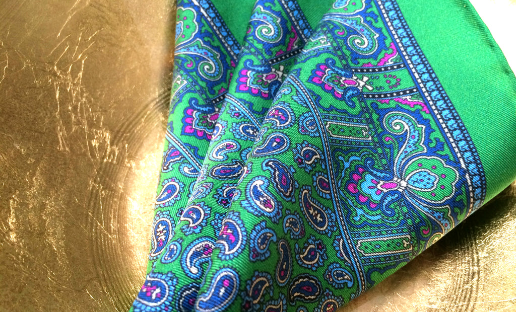 Denver Green Silk Pocket Square