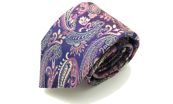Havardr Pink Cream Paisley Silk Tie for Men