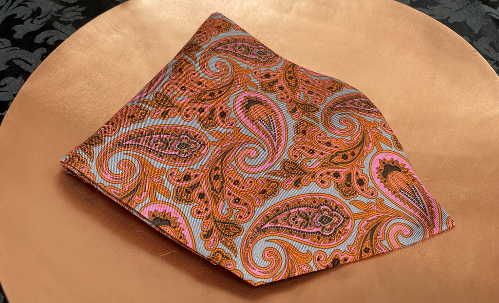 Hercules orange pink grey brown paisley cravat