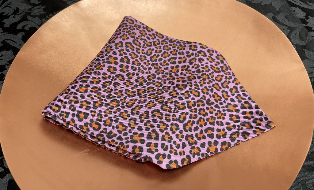 Hyo pink orange brown leopard print silk cravat ascot tie
