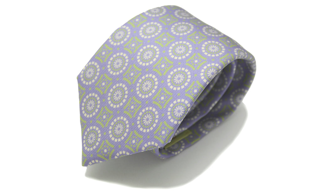 Jude Purple Green Geometric Silk Tie for Men