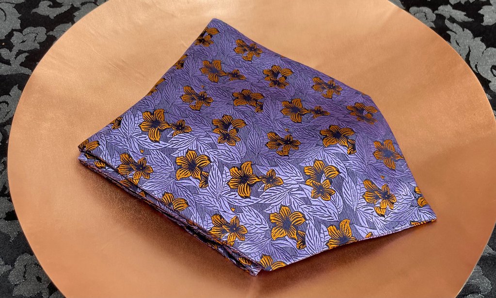 Laurence Purple Orange Floral Silk Cravat Ascot Tie