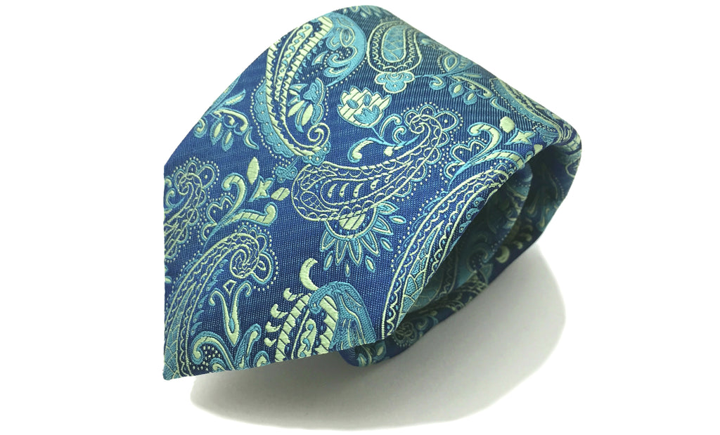 Leikr Blue Paisley Woven Silk Tie