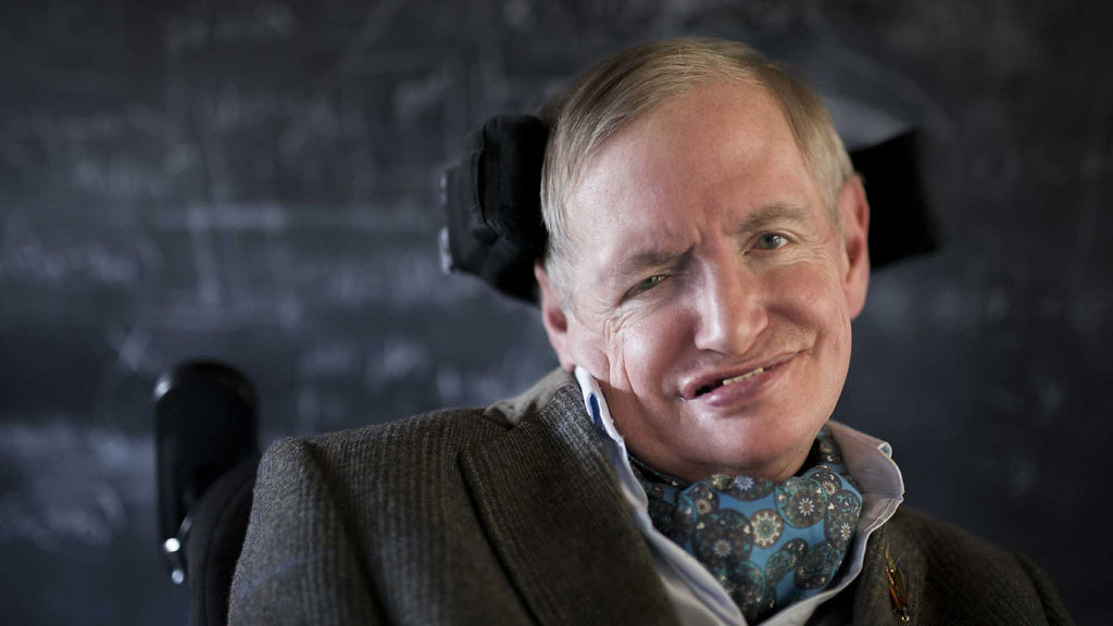 Professor Stephen Hawking wears Cravat Club's Bohai Blue Silk Cravat