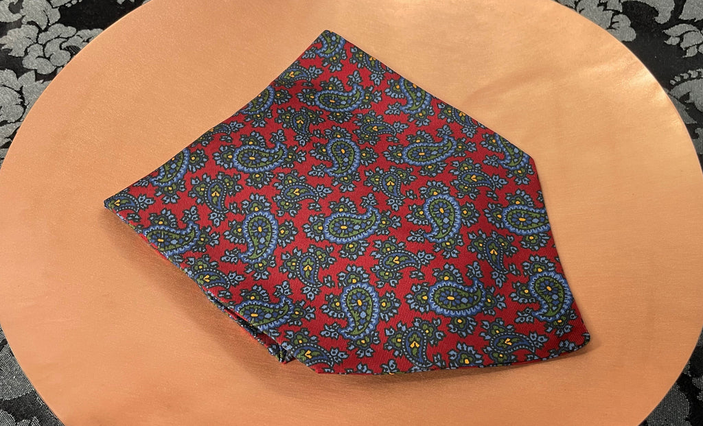 Tozier Red Paisley Ancient Madder Silk Cravat Ascot Tie Scarf for Men