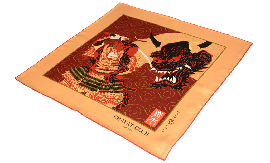 Gods & Demons Japanese Mythology Ukiyoe Printed Silk Pocket Squares
