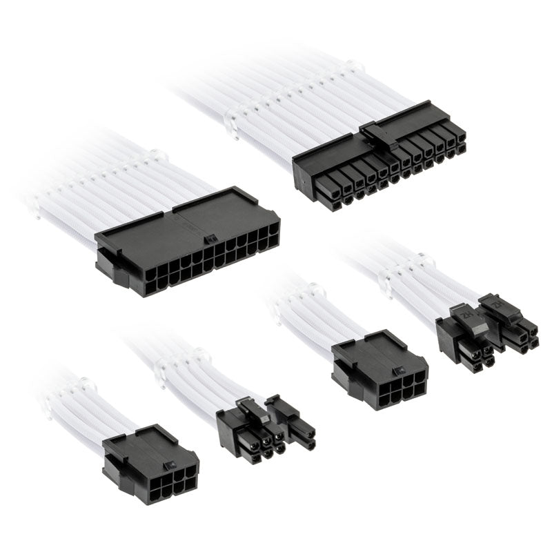 Se Kolink Core Standard Braided Cable Extension Kit - Brilliant White - 2x 6+2pin, 1x 4+4pin, 1x 20-4pin hos Geek´d