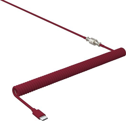 Se Xtrfy Cable, USB-C to USB-A w. connector, Coiled, Braided, Cherry Red hos Geek´d