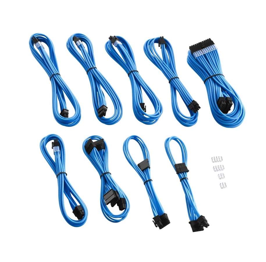 Billede af CableMod C-Series PRO ModMesh Cable Kit for RMi/RMx/RM (Black Label) - light blue