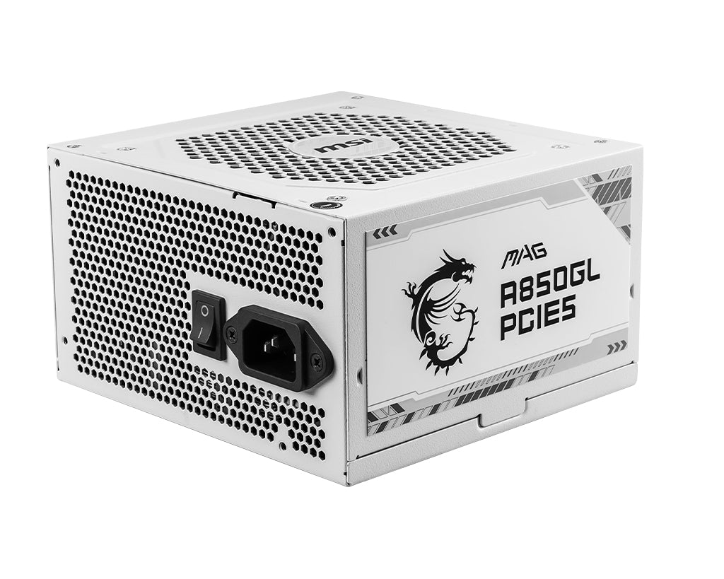 Se MSI MAG A850GL PCIE5 WHITE Strømforsyning 850Watt hos Geek´d