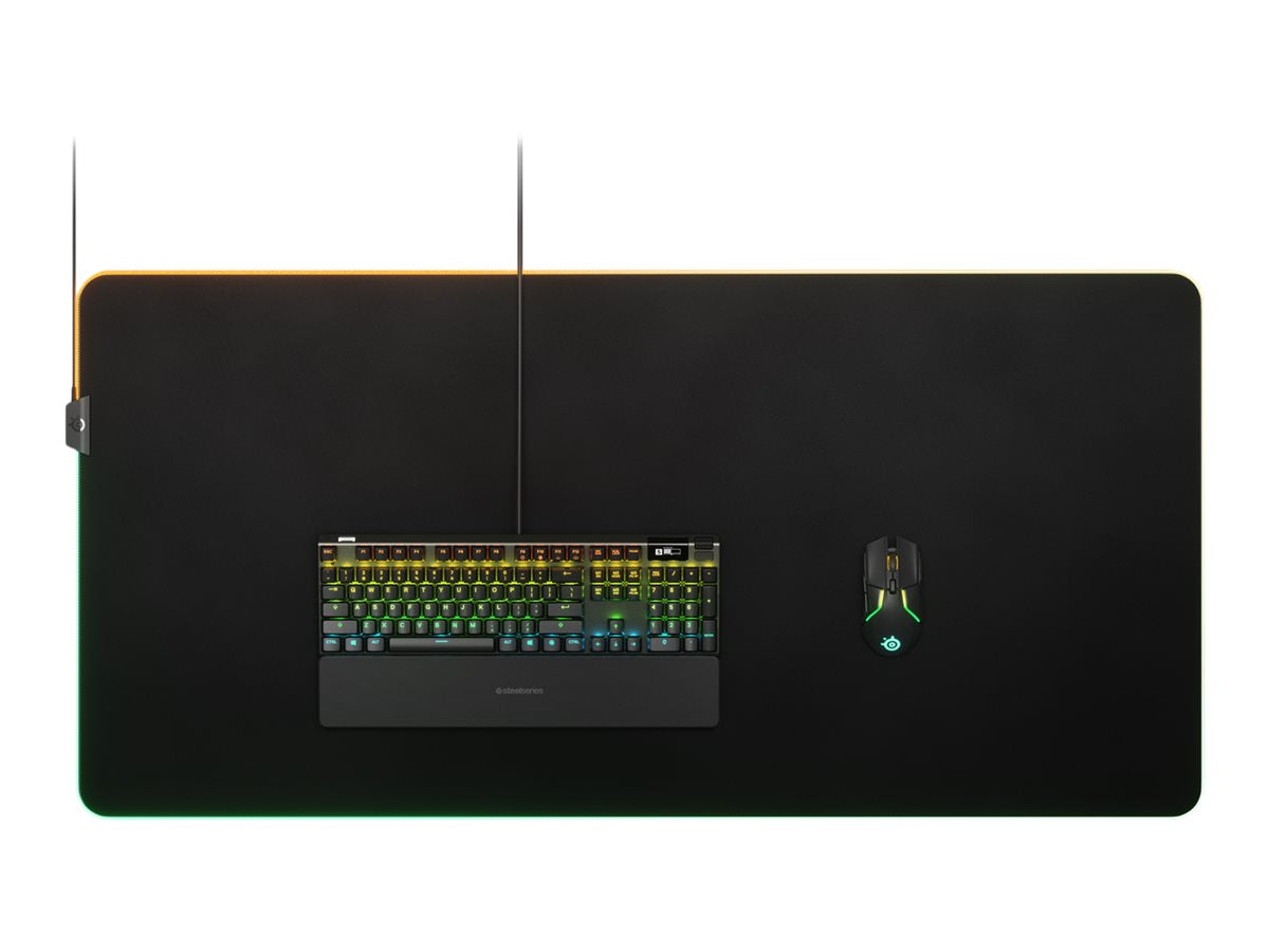 Se SteelSeries QcK Prism Cloth 3XL Oplyst tastatur og musepude hos Geek´d