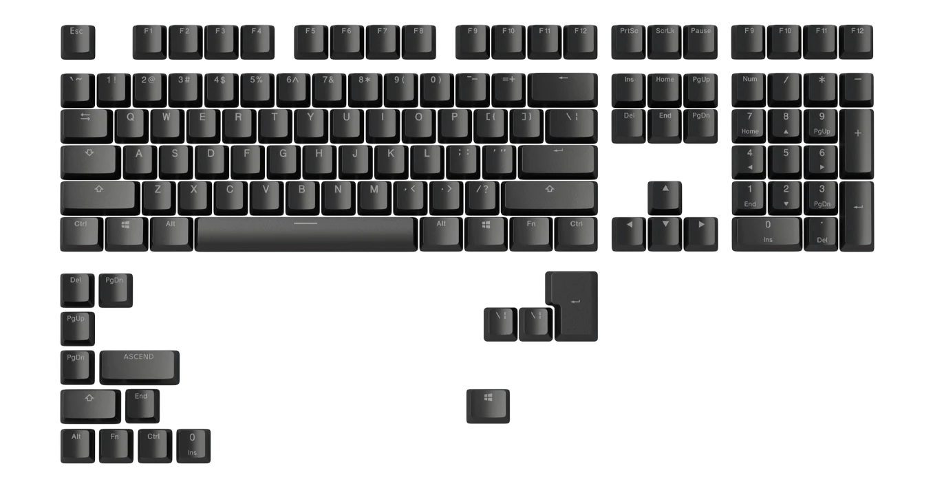 Se Glorious ABS Keycaps - 105 key-spots, black, NOR-Layout hos Geek´d