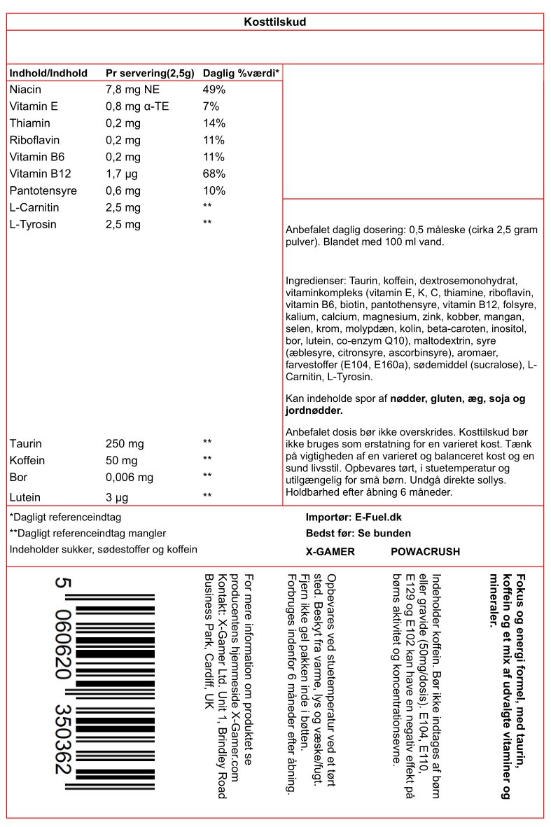 Produkt Label - Varedeklaration