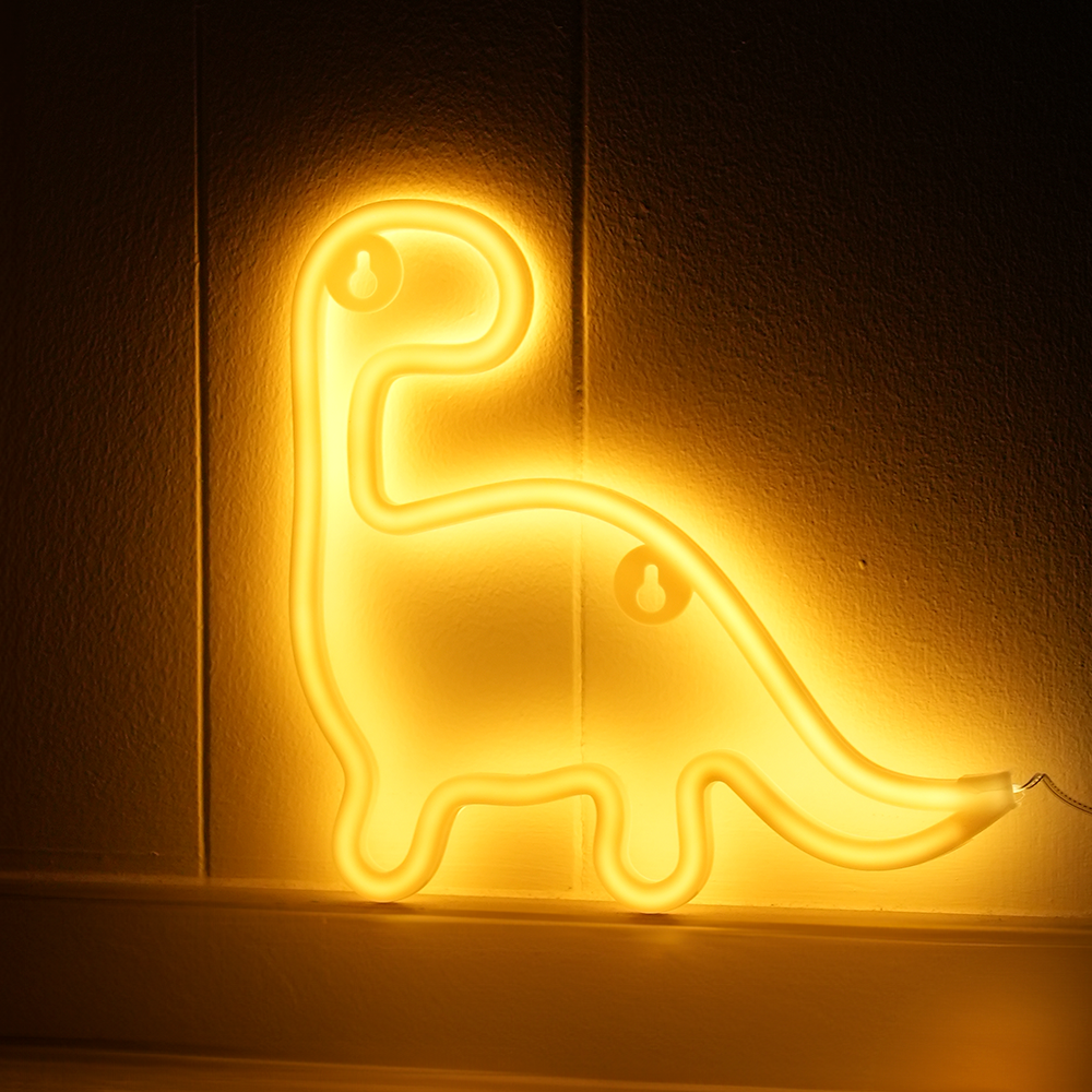 10: Dino Neon LED Lampe Varm Hvid