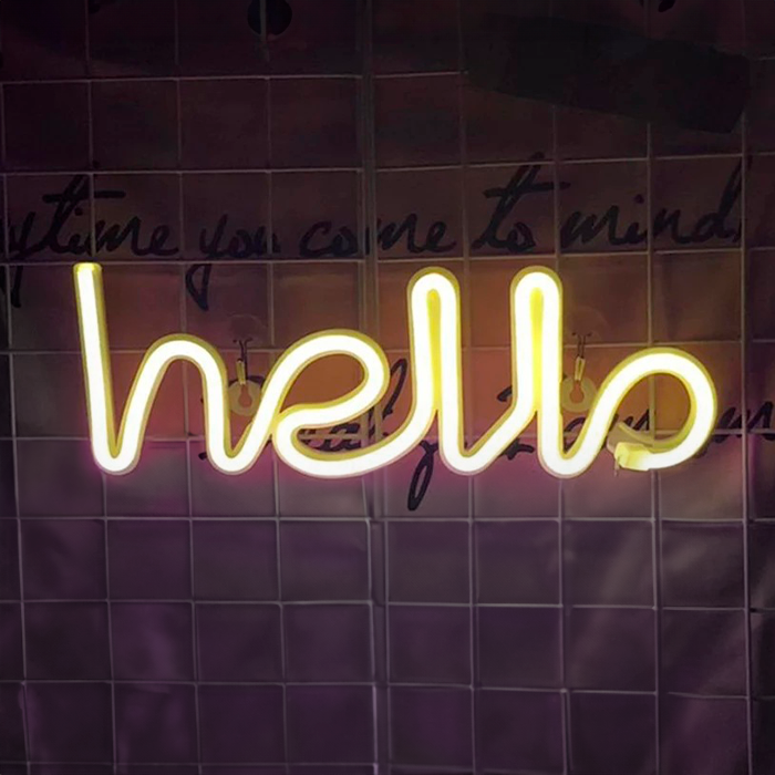 Se Hello Neon LED Lampe Varm Hvid hos Geek´d