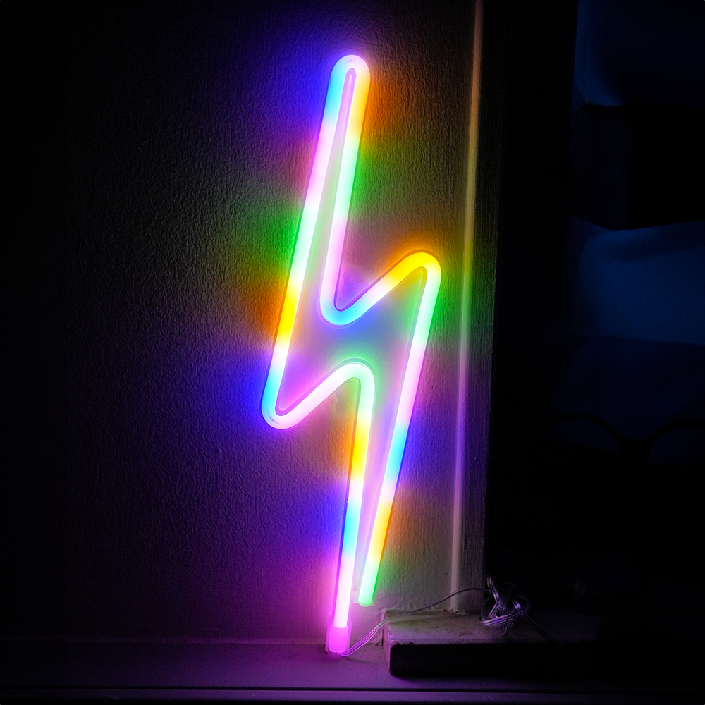 Billede af Lightning Bolt LED Lampe Regnbue Farve