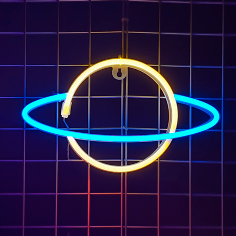 Billede af Planet Neon LED Lampe Gul Blå