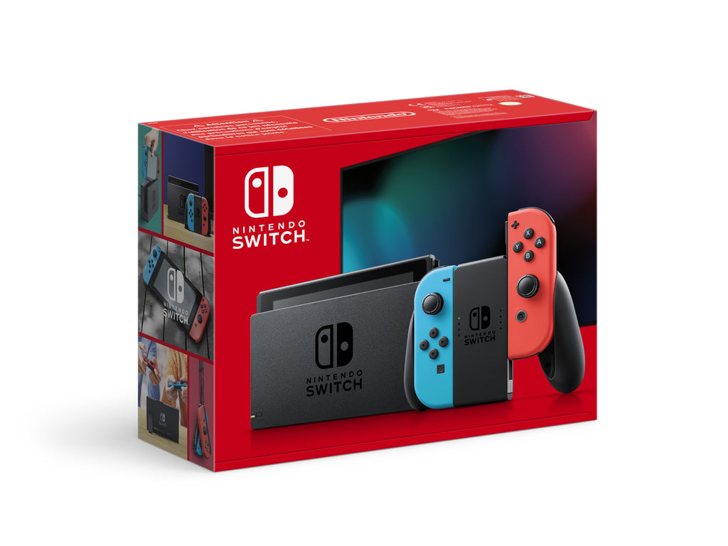 Nintendo Switch Console with Neon Red Neon Blue (Upgraded Ve Geekd