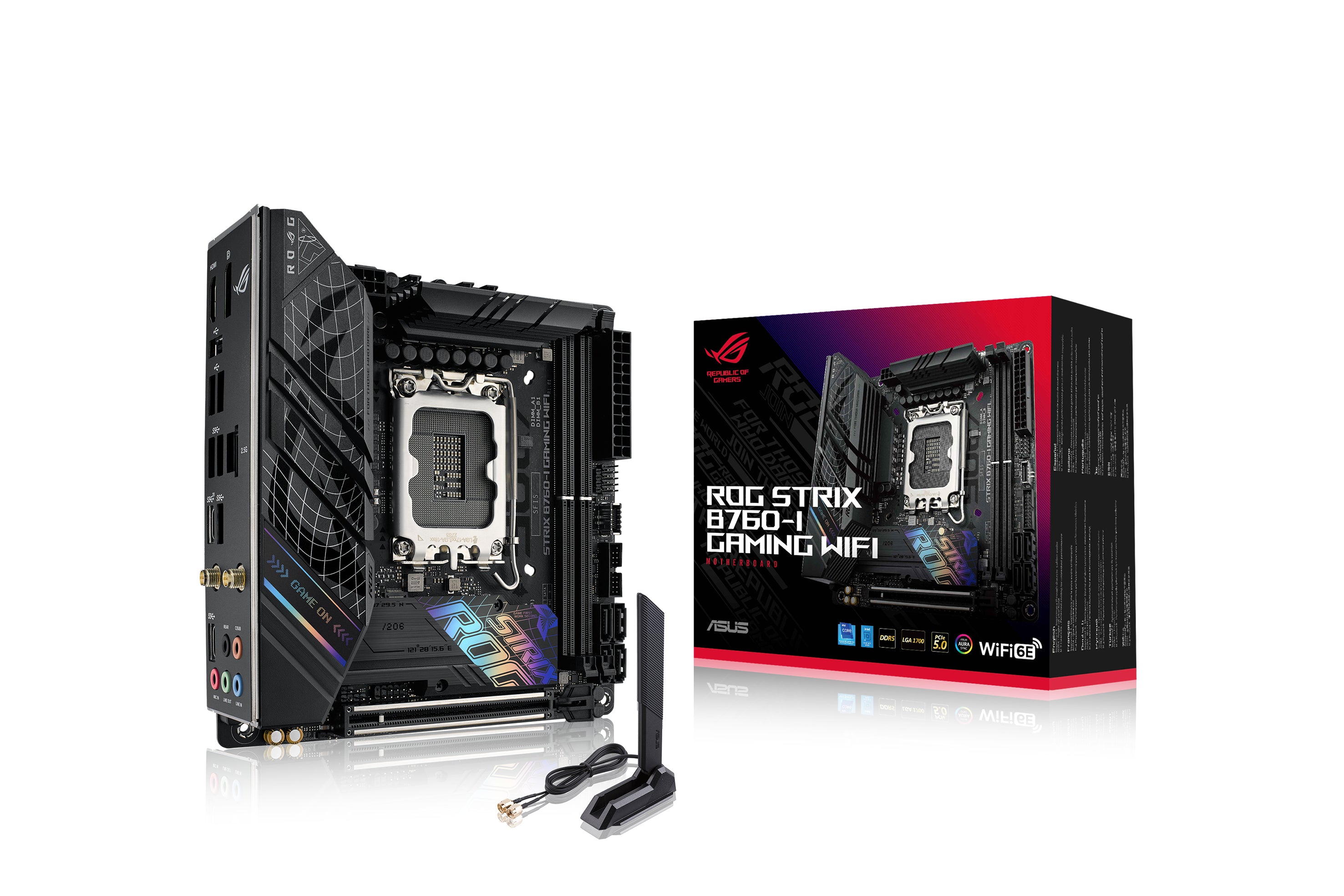 Se ASUS ROG STRIX B760-I GAMING WIFI (mITX, B760, LGA 1700, DDR5) hos Geek´d