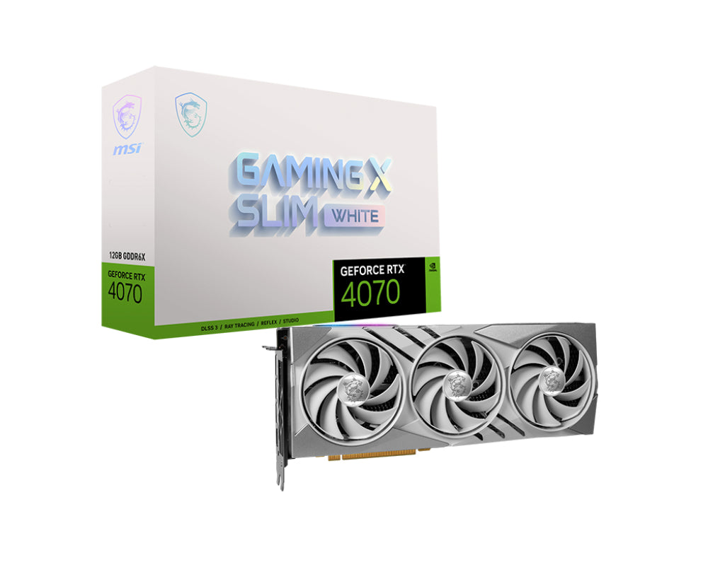 Se MSI GeForce RTX 4070 GAMING X SLIM WHITE 12G hos Geek´d