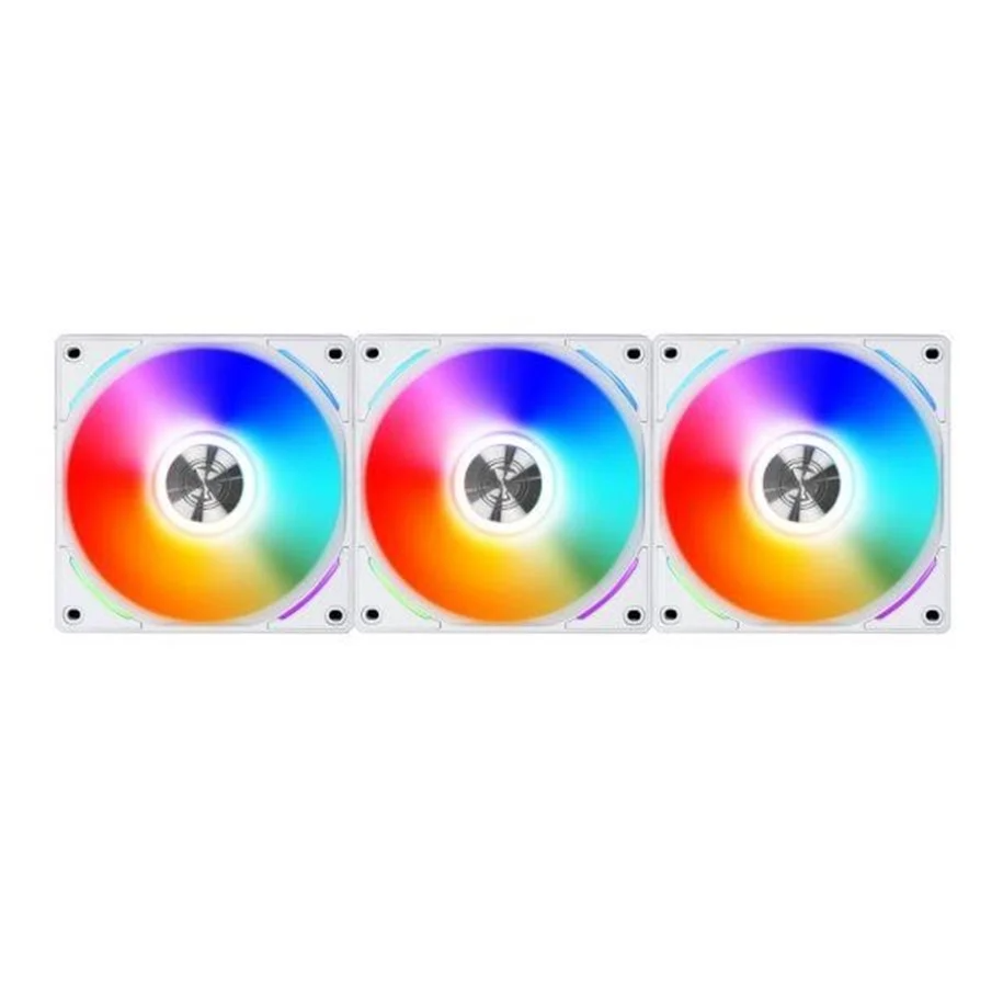 Se Lian Li UNI FAN AL120 RGB PWM fan - 3 Pack inkl. Controller - 120mm - Hvid hos Geek´d