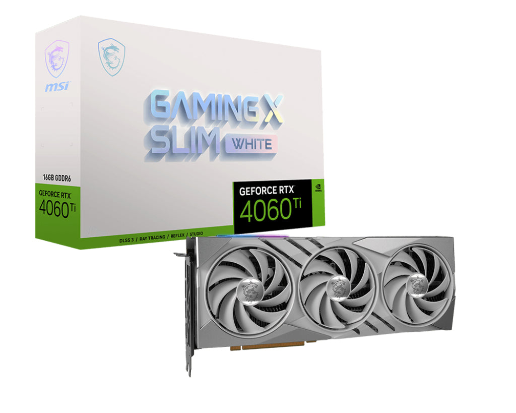 Se MSI GeForce RTX 4060 Ti GAMING X SLIM WHITE 16G hos Geek´d