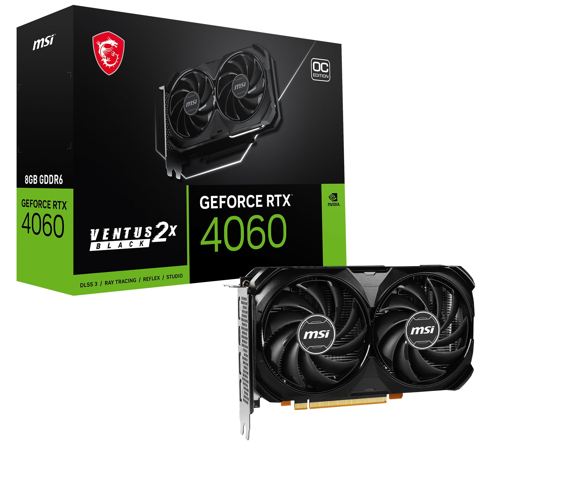 Billede af MSI GeForce RTX 4060 VENTUS 2X BLACK 8G OC 8GB