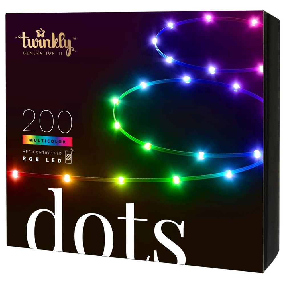 Twinkly Dots 200L RGB LED strip med sort ledning 10 meter