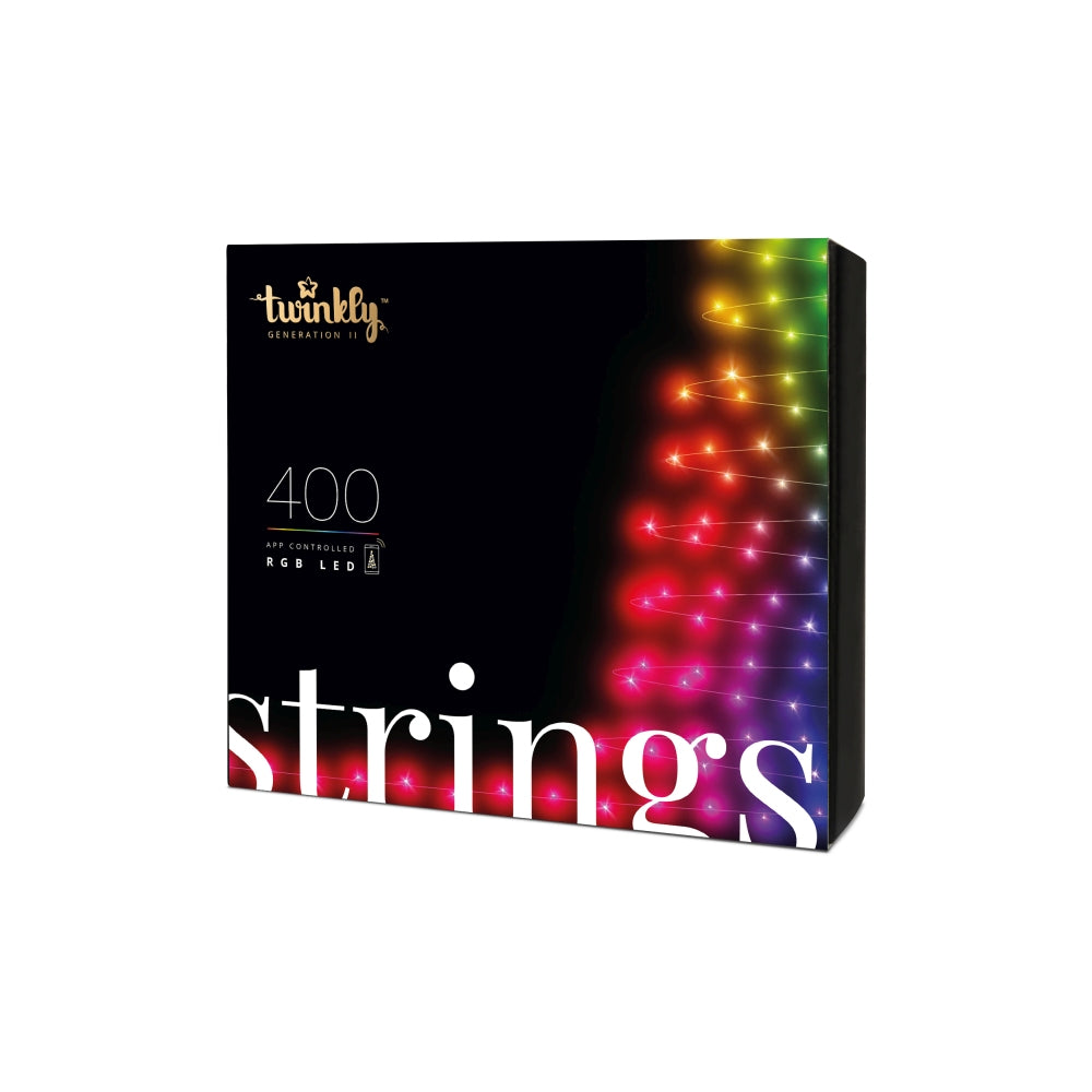 Se Twinkly Strings 400L RGB lyskæde sort/grøn BT/WIFI Gen II IP44 32 meter hos Geek´d