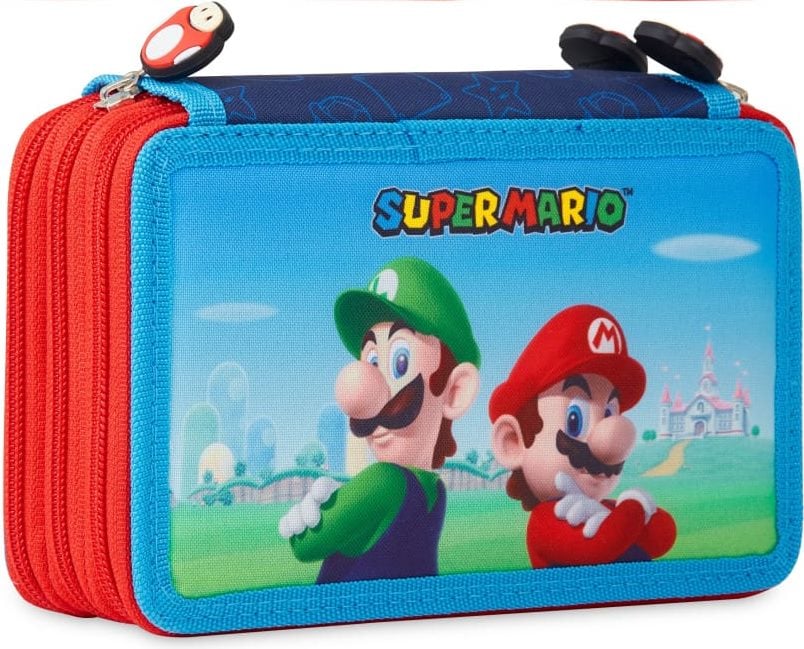Se Super Mario - Penalhus Med Indhold - Blå Rød hos Geek´d
