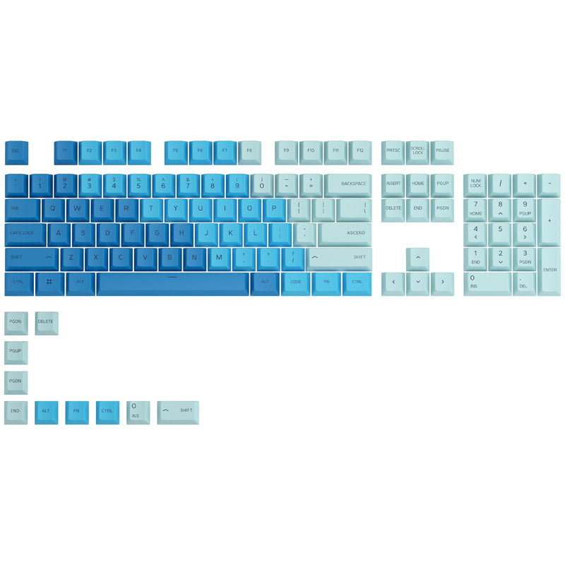 Se Glorious GPBT Keycaps - 114 PBT Caps, ANSI, US Layout, Caribbean Ocean hos Geek´d