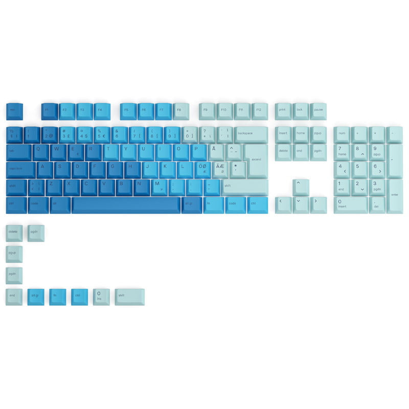 Billede af Glorious GPBT Keycaps - 115 PBT keycaps, ISO, Nordic-Layout, Caribbean Ocean