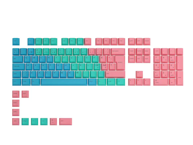 Billede af Glorious GPBT Keycaps - 115 PBT keycaps, ISO, Nordic-Layout, Pastel