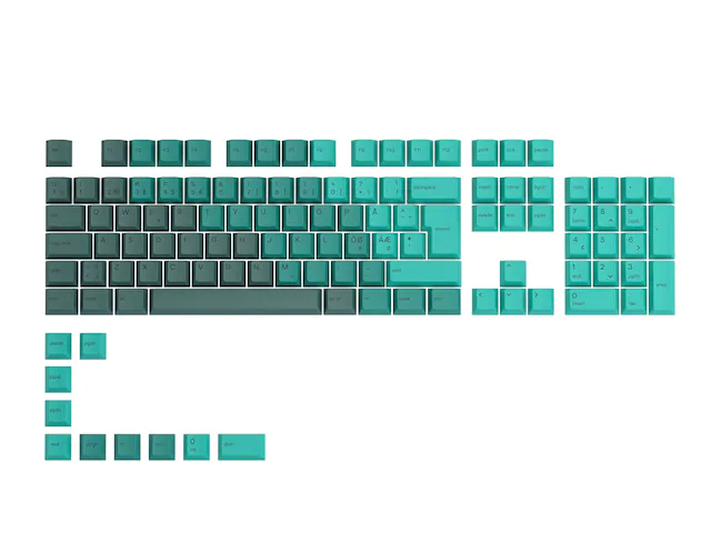 Se Glorious GPBT Keycaps - 115 PBT keycaps, ISO, Nordic-Layout, Rain Forest hos Geek´d